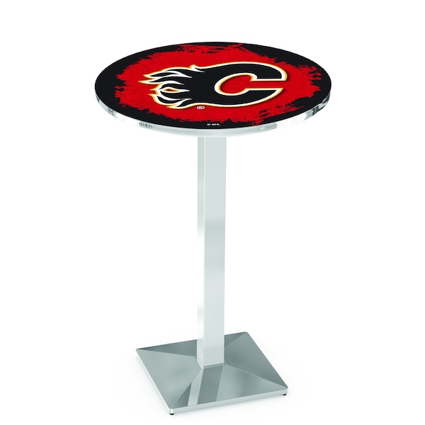 42" Chrome Calgary Flames Pub Table